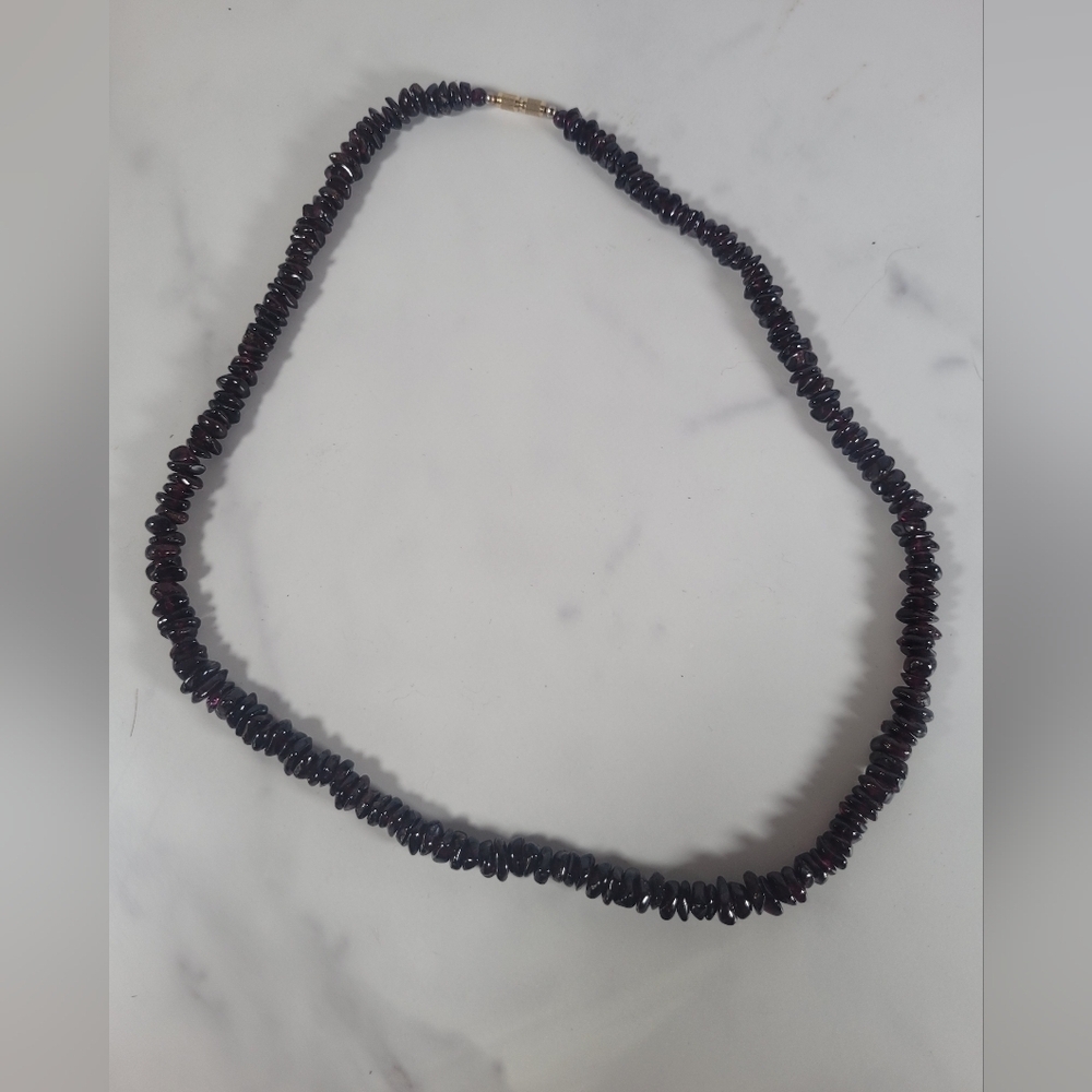 Amethyst stone chip necklace, 22" - Picture 3 of 5